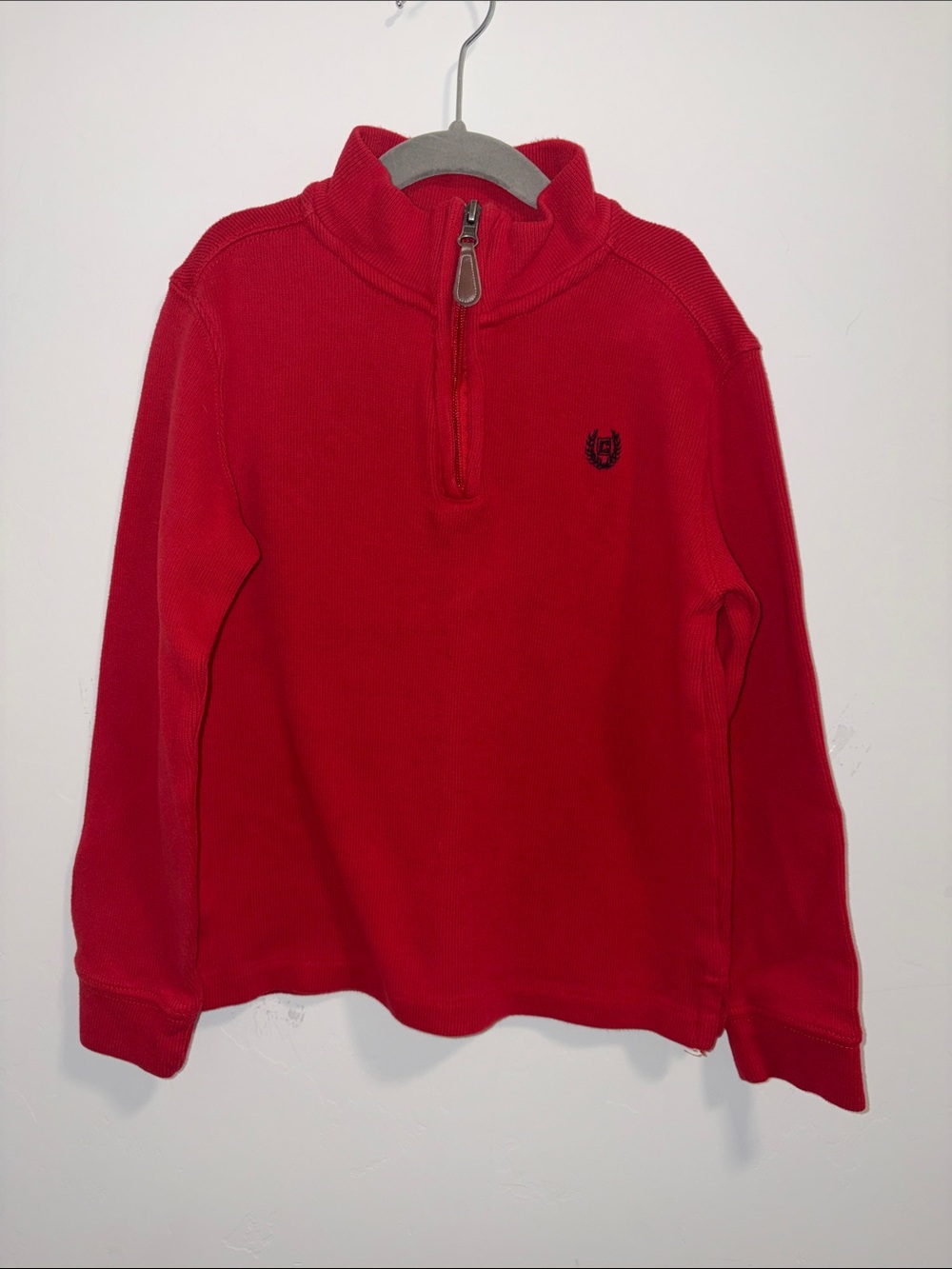 Chaps Red Quarter-Zip Sweater with Embroidered Crest size 7